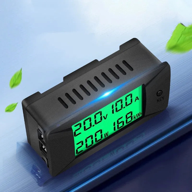 DC digital display voltmeter and ammeter measuring 0-300V voltage range with compact dimensions