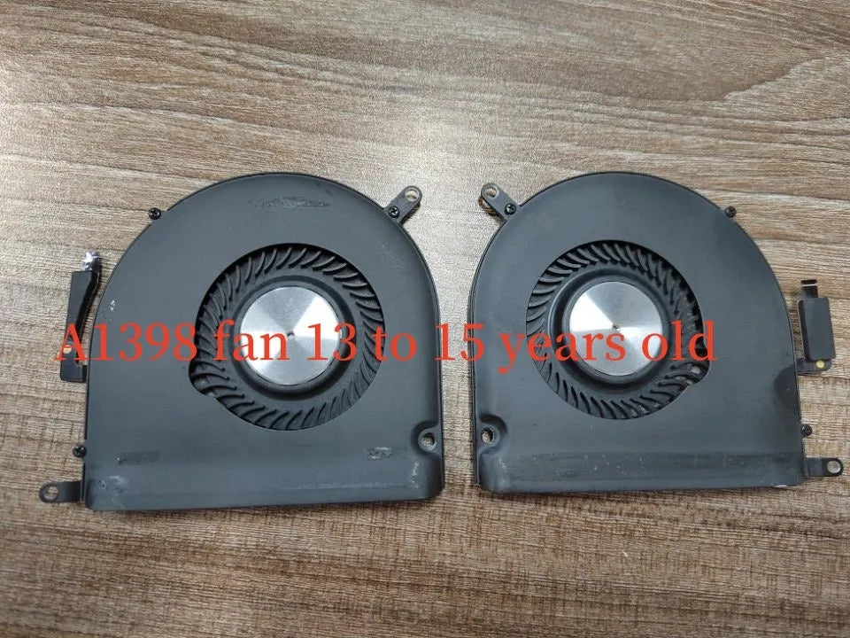 MacBook Pro A1398 internal cooling fan replacement part on white background.
