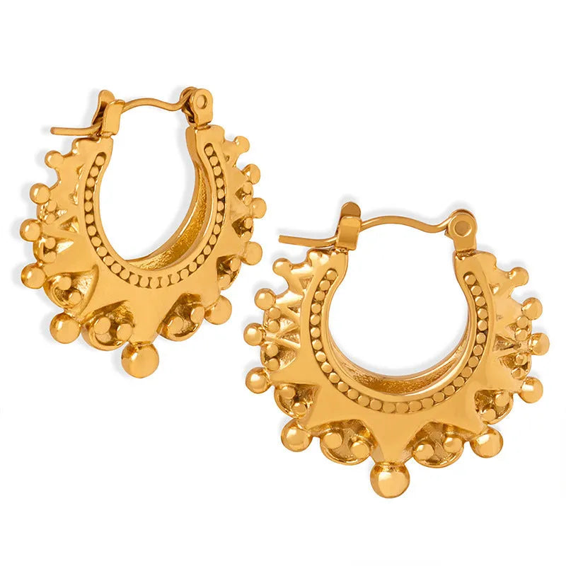 Titanium steel ball-shaped safety lock earrings in gold or steel with U-shaped electroplated finish