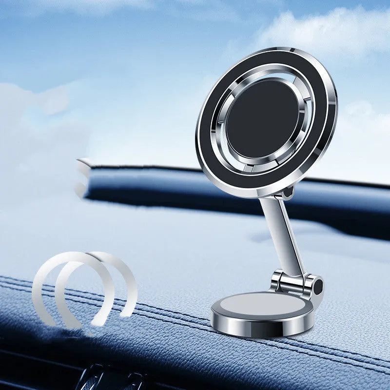 360-degree rotating magnetic car phone holder mounted on vehicle centre console