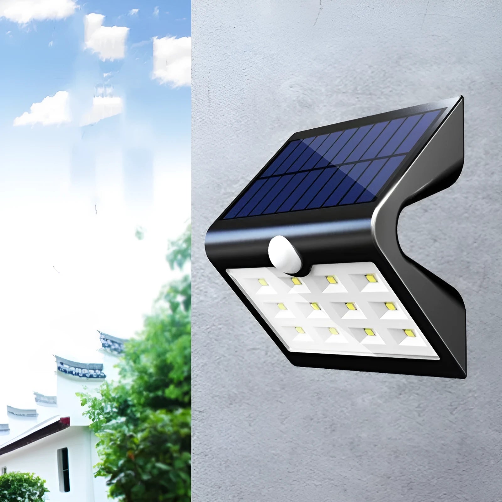 Outdoor solar wall light for garden landscape lighting with IP65 waterproof rating