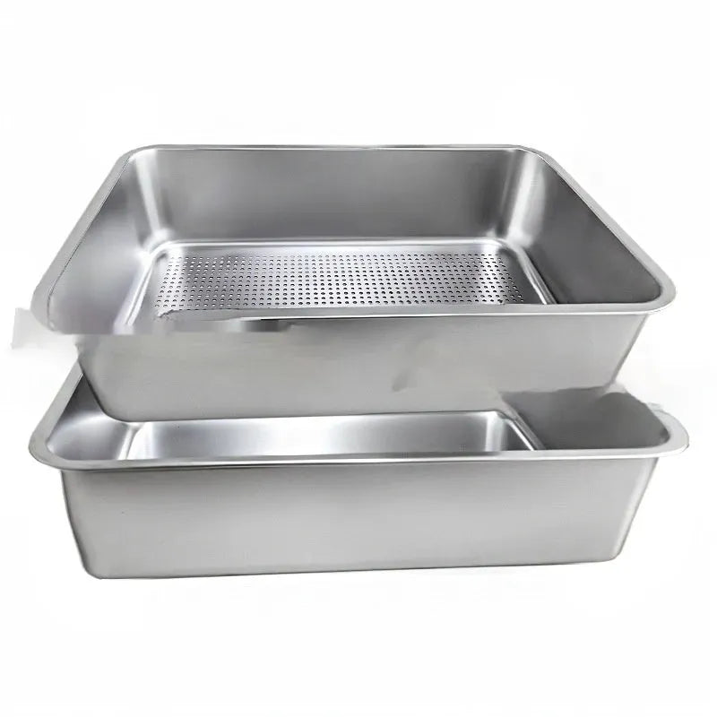 Extra large leak-proof sand filtering detachable open cat litter box with stainless steel basin