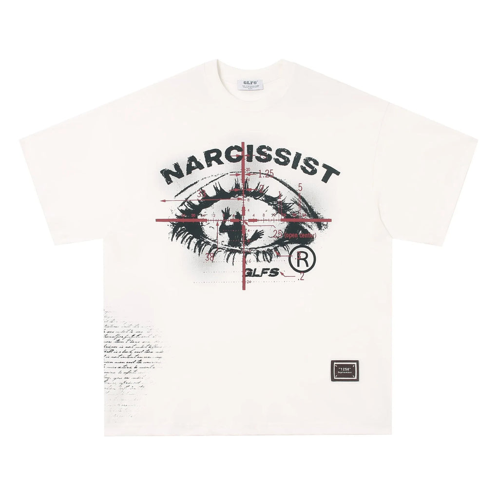 American retro hip hop Gothic style T-shirt with letter print, in pure cotton, available in black and white.