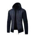 Men's grey corduroy hooded sweater coat with cinched style and wool composition