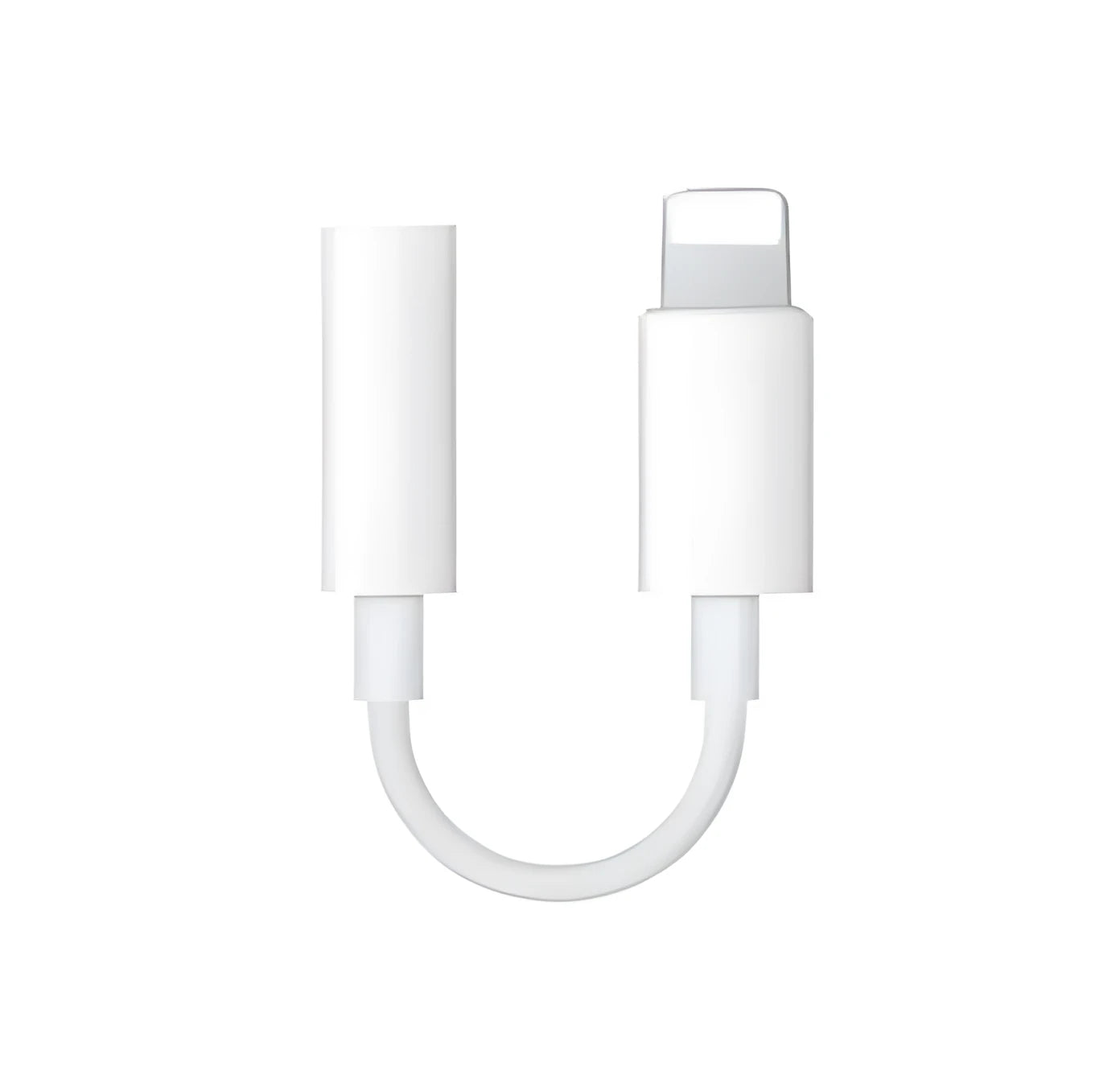 White Lightning to 3.5mm audio adapter cable for iPhone, showing both connectors on a 0.2m TPU cable.