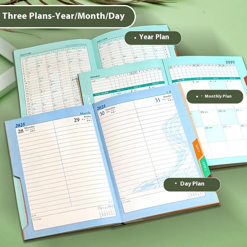 A4 notepad with striped PU leather cover open on 80g paper, showing 408 pages.