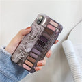 Silicone iPhone case with eye shadow cosmetic design in flesh or grey colour
