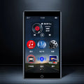 Black Ruizu H1 slim portable MP3 MP4 player with 4-inch touch screen showing music library interface