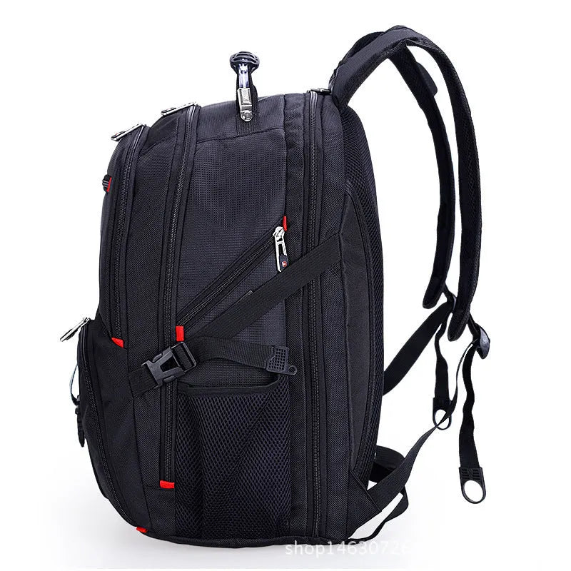 Large capacity black Oxford cloth computer backpack with 14-inch computer pocket and zip closure