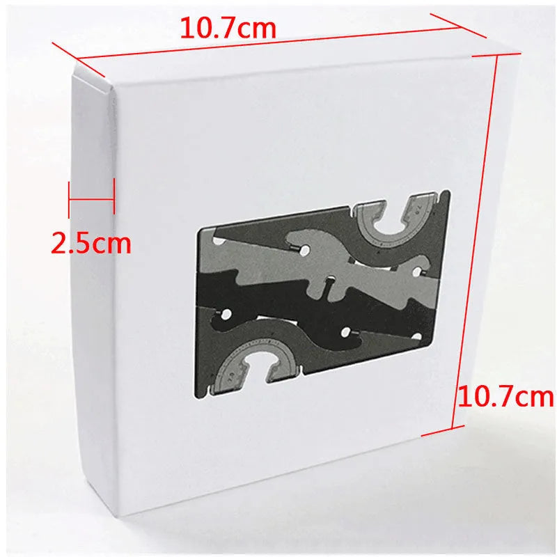 Black plastic card type mobile phone holder on desktop surface