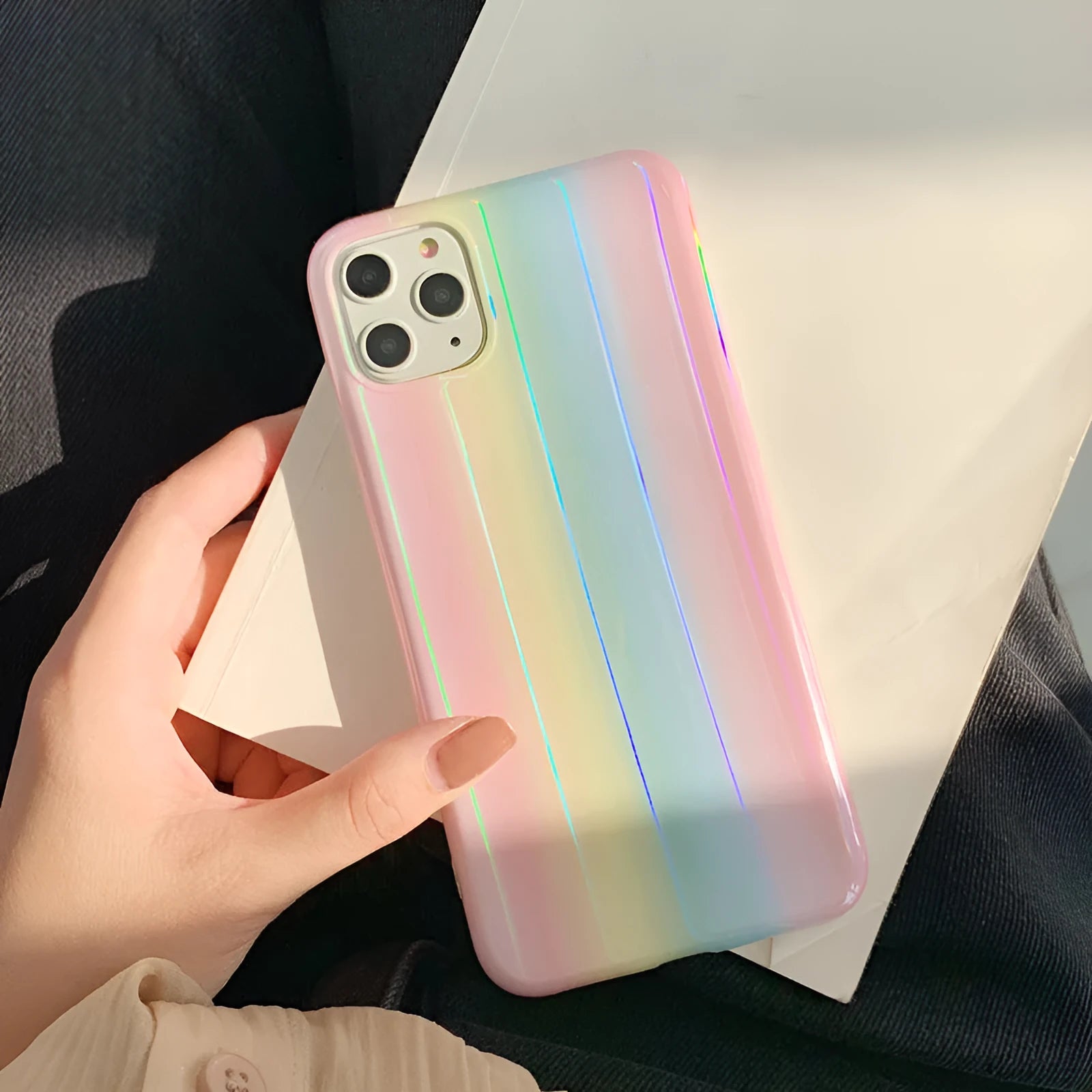 Rainbow laser iridescent phone case back cover for iPhone model