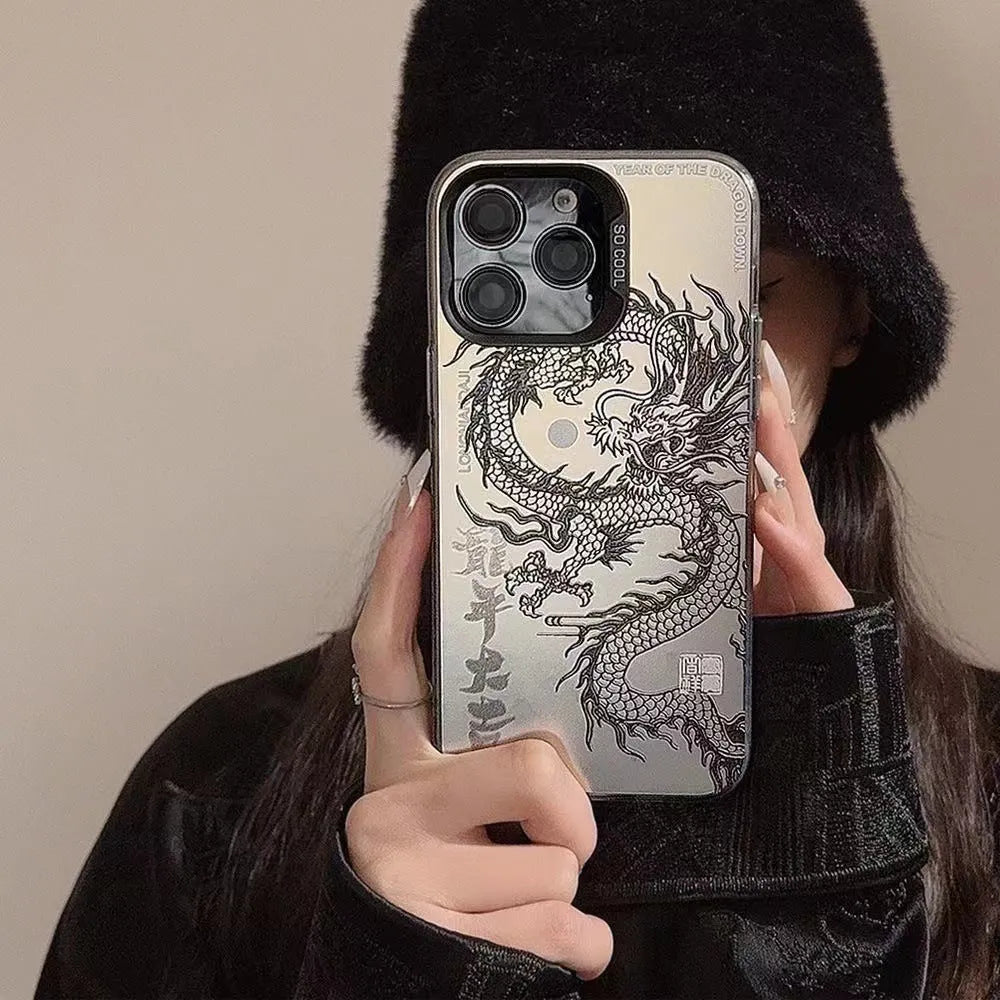 Dragon Year Daji hard PC phone case for Apple iPhone in Chinese Red with Black Dragon design