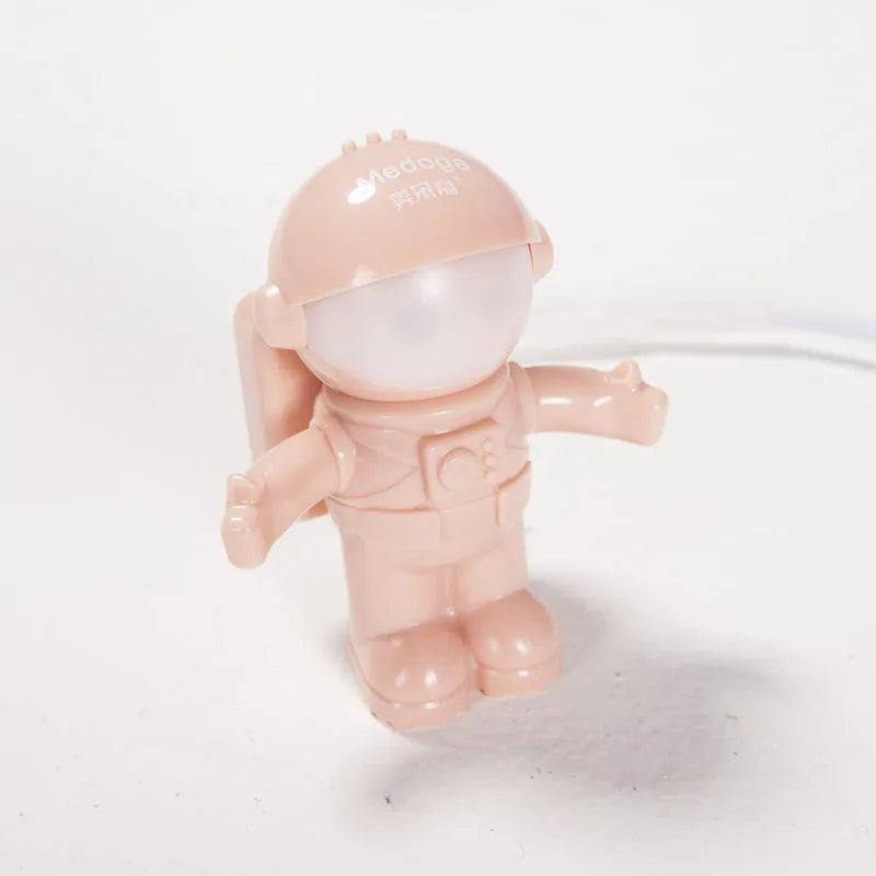 Mini astronaut USB night light hanging type in pink or green, 75 x 75 x 18mm with 2 metre cable