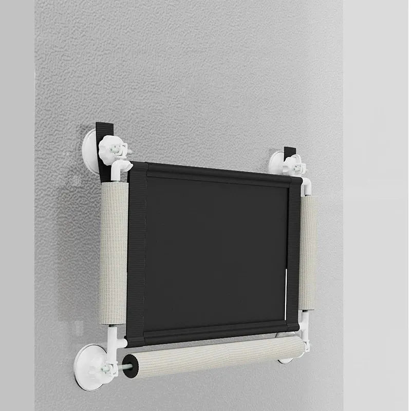 Black suction cup cat hammock, foldable hanging cat nest for balcony or window glass, fibre tube cloth