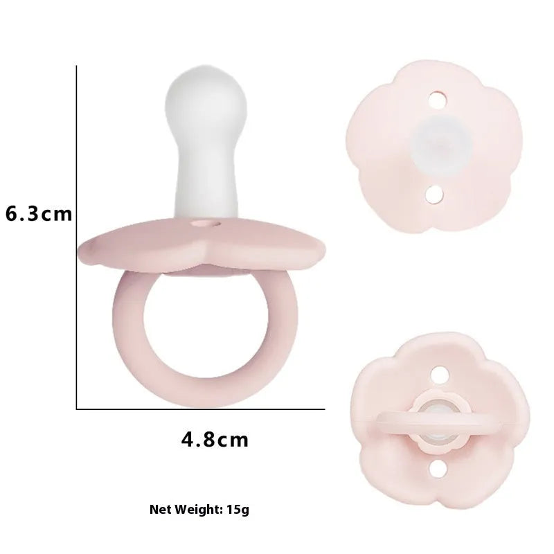 Baby pacifier with lace nipple in edible silicone, 6.5x5x5cm, for 0-6 months, apricot colour