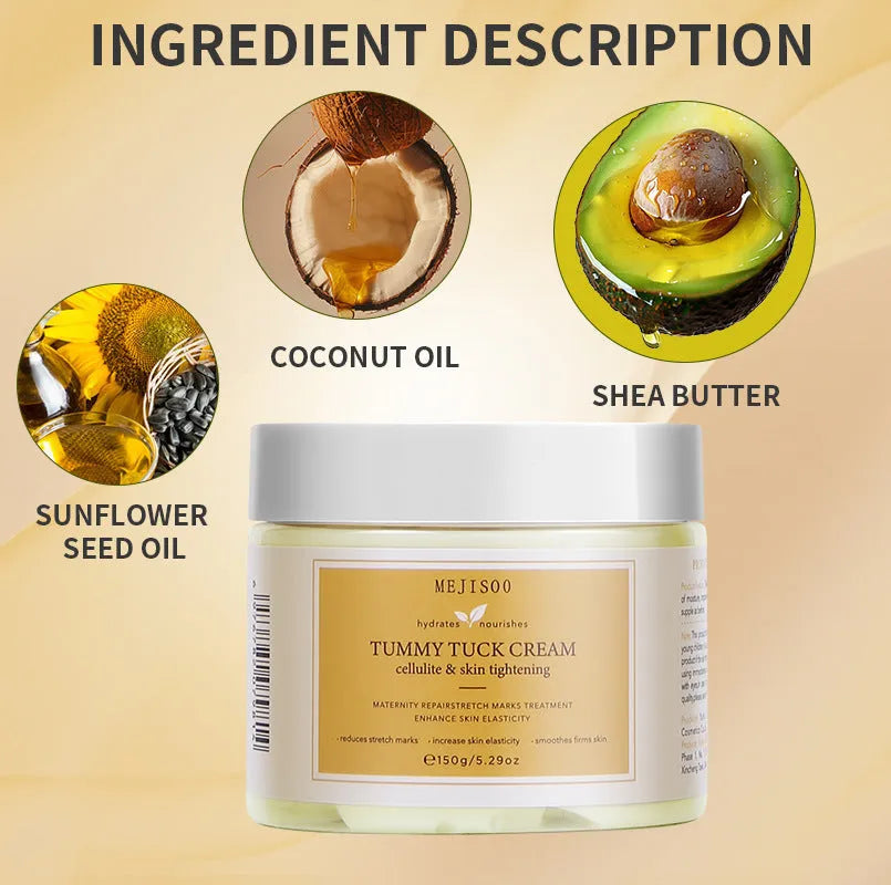 Coconut oil body cream 150g for abdominal recovery and fine line care, suitable for all skin types