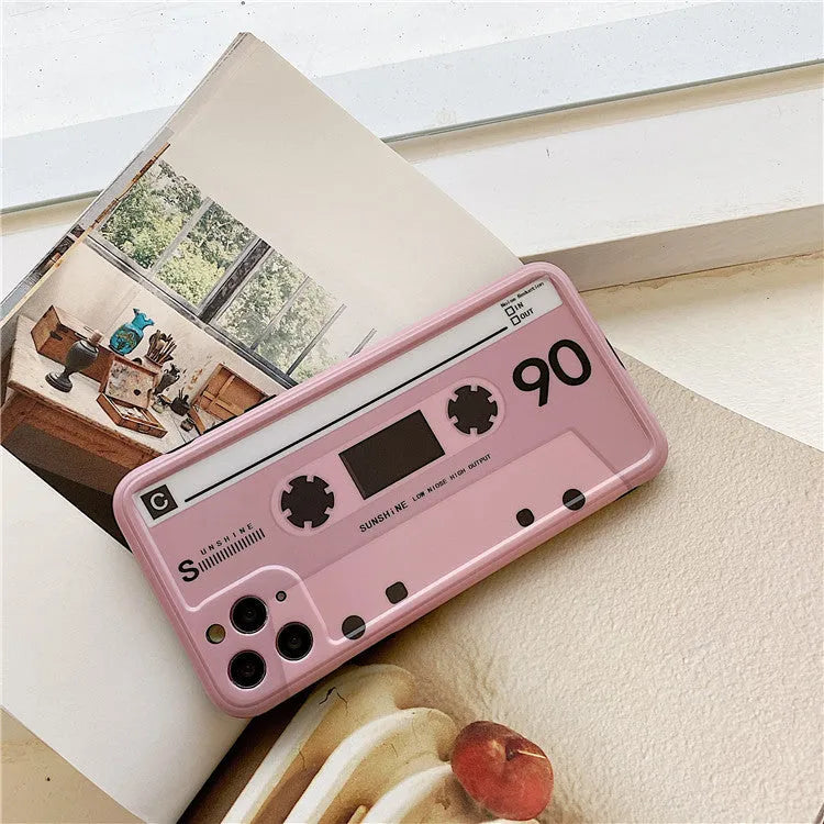 Pink tape silicone back cover phone case for iPhone showing flexible protection