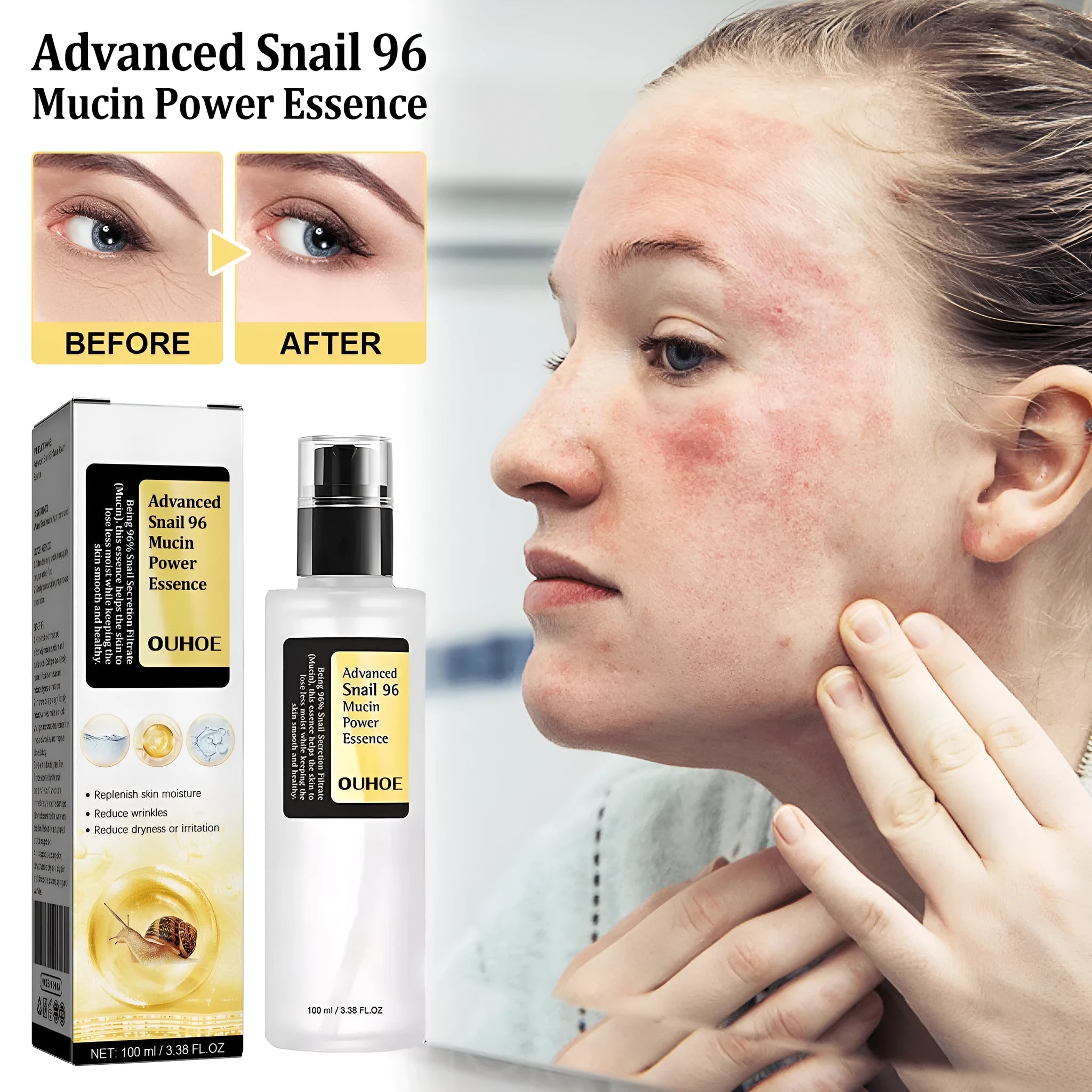 100ml snail serum collagen facial serum bottle with hydrating and firming benefits