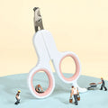 Grey professional pet nail clippers with curved tip and rubber-coated ergonomic handle