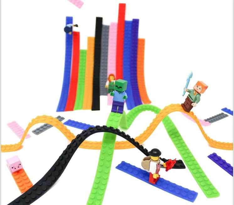 Reusable silicone building blocks tape strip 100cm long in a variety of colours compatible with Lego