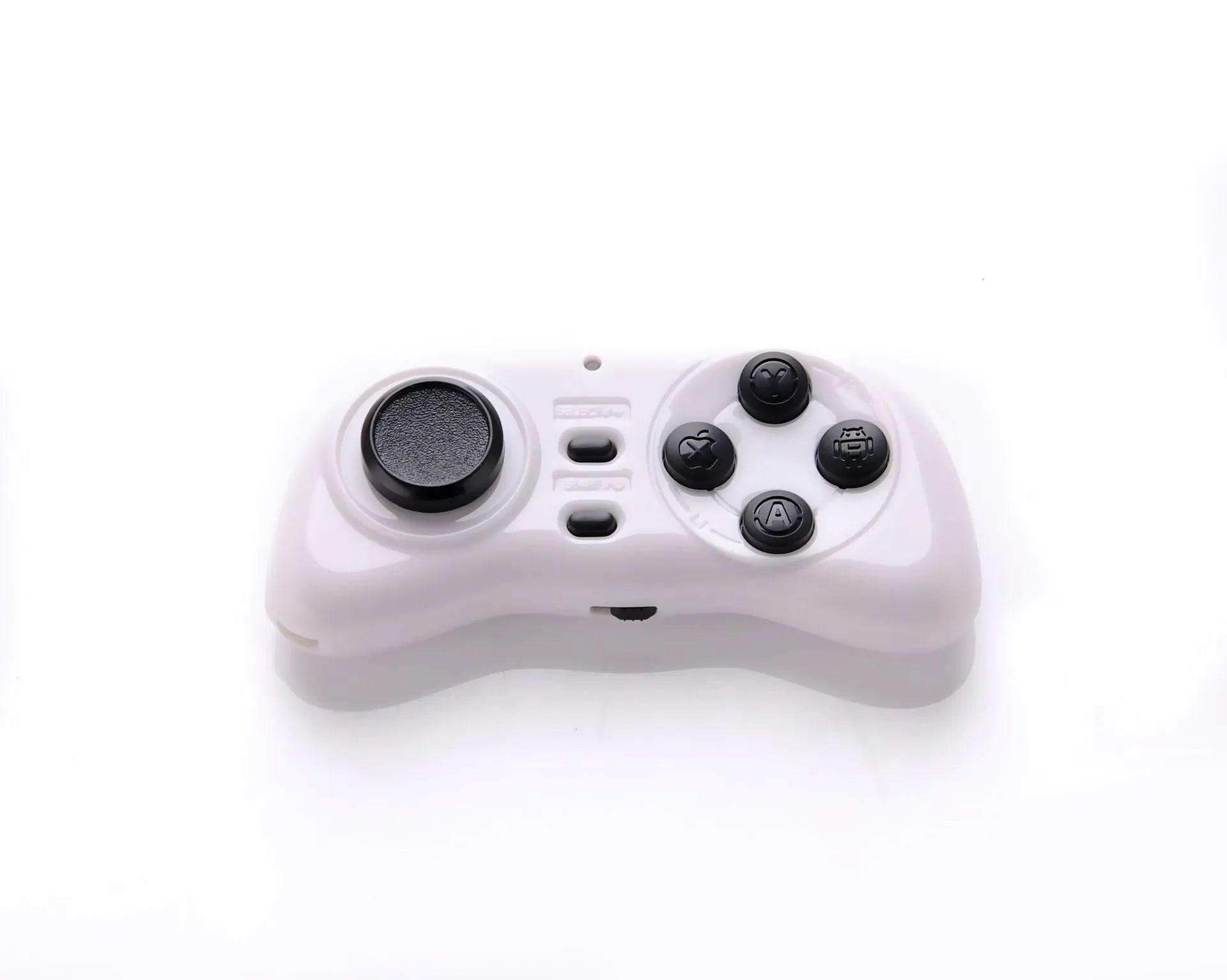 Mini Bluetooth smart gamepad in black, 75x34x18mm mobile controller with button layout