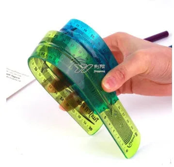 30cm soft plastic ruler in blue, pink, and green colours with clear double-sided scale
