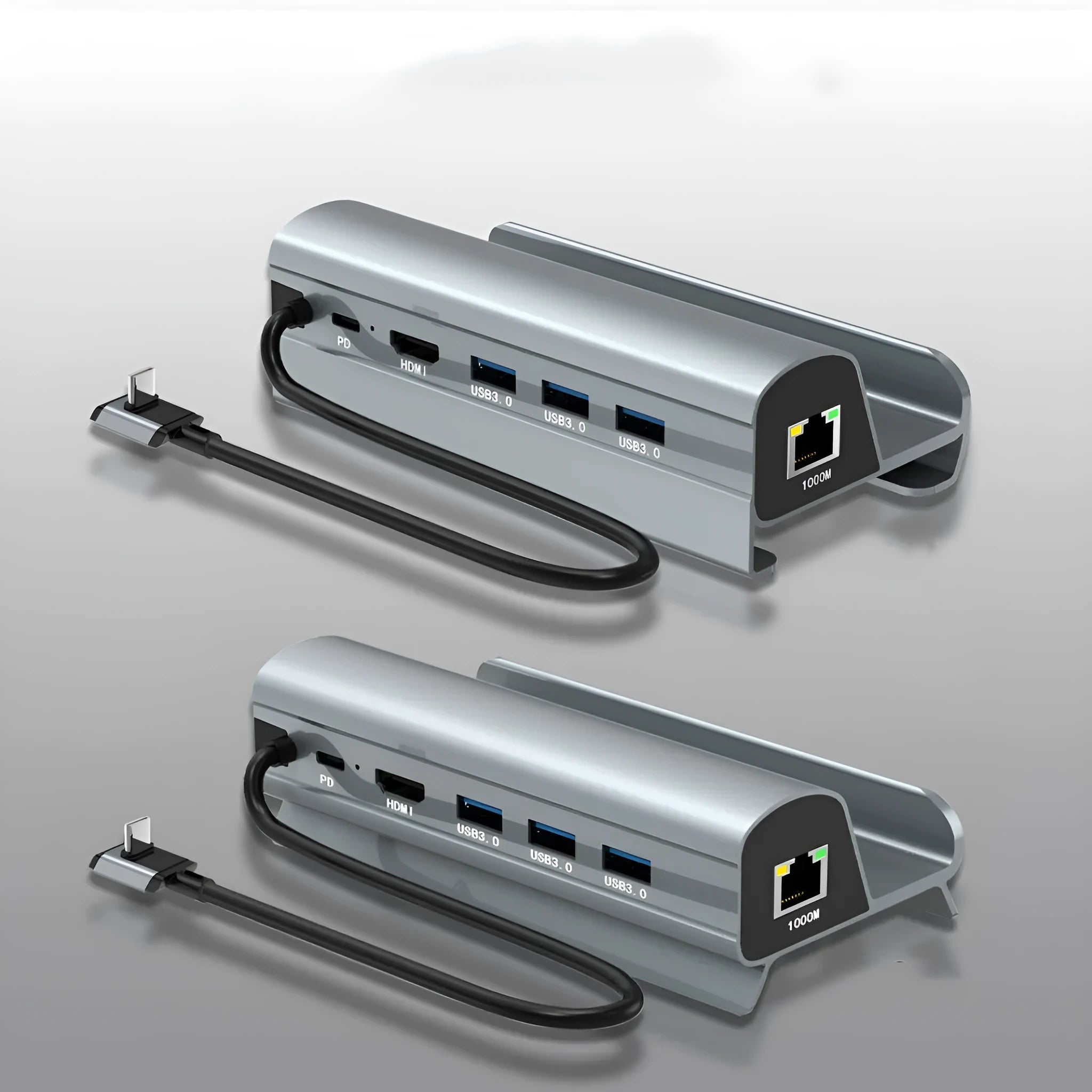 Black aluminium alloy 6-in-1 multifunctional docking station for Steam Deck with Type-C port
