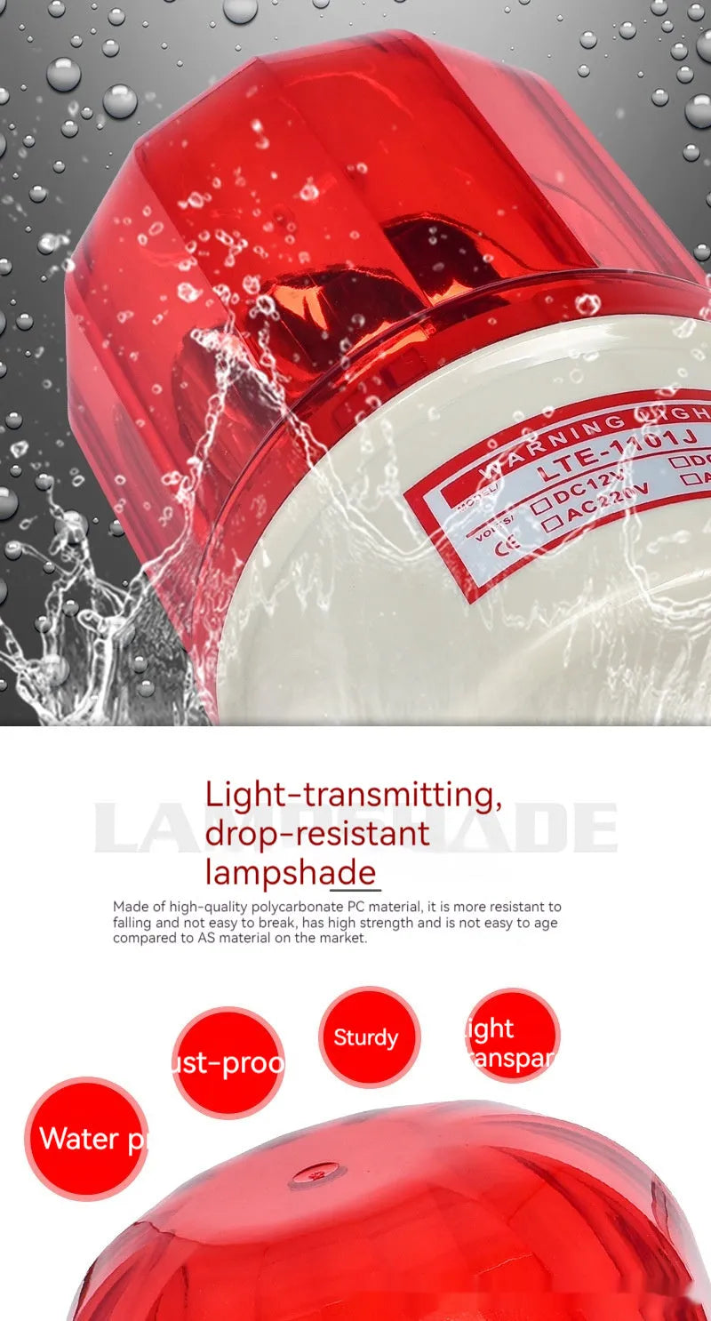 LTE-1101J industrial warning light with rotating alarm in red yellow green colours