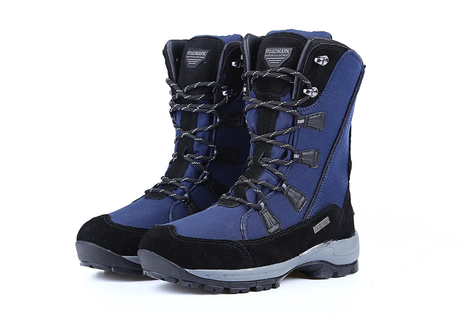 Women's mid-calf length thermal snow boots in genuine leather with round toe design