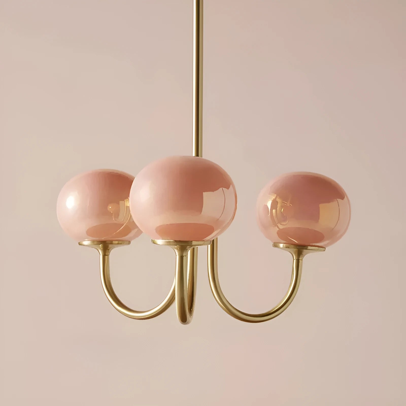 Retro five-head glass chandelier with iron frame and LED tricolour light in milky white finish