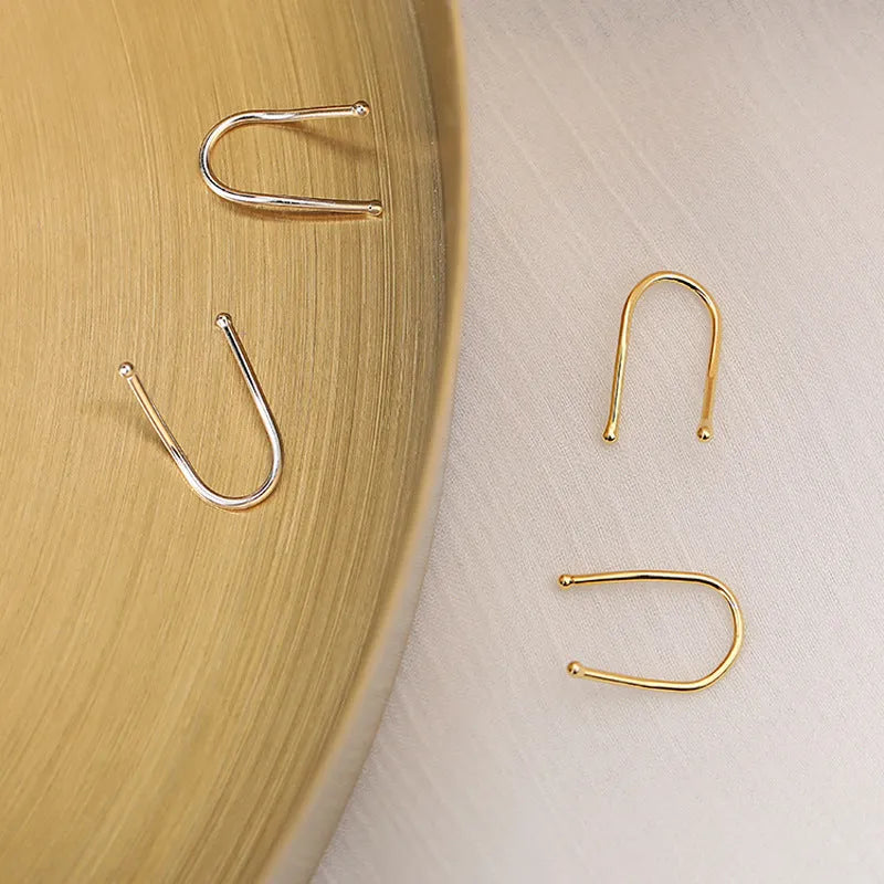 Good Morning copper electroplated Y-line earrings with geometric English letter motif for women