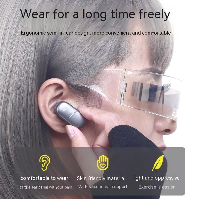 Silver gray wireless Bluetooth V5.0 headset with 3000mAh charging compartment and mobile power supply function, 74 x 28 x 95 mm