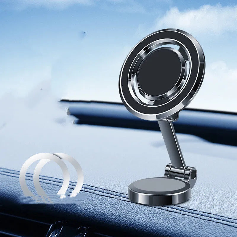 360-degree rotating magnetic car phone holder mounted on vehicle centre console