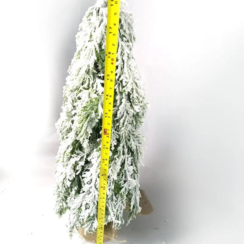 Small 24-inch desktop Christmas tree with PE simulation snow and built-in festive lights