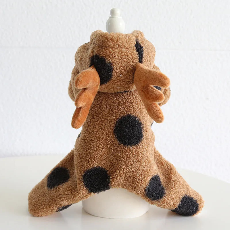 Polka dot elk couple pattern pet costume for dogs and cats in four-leg or skirt style