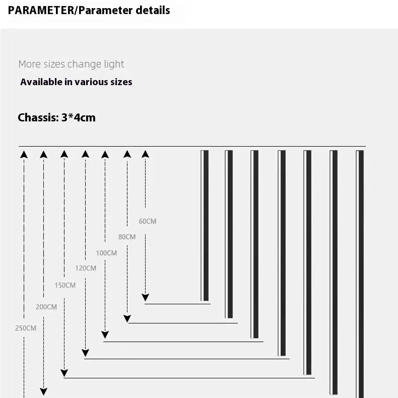 80cm black aluminium LED wall lamp with PC shade and three-colour touch switching
