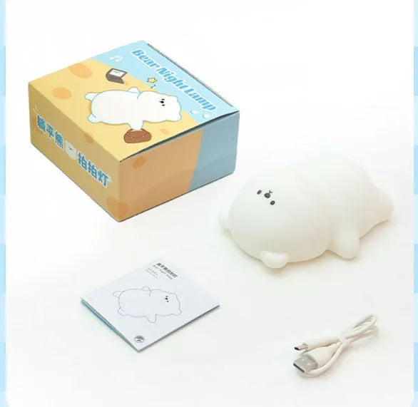 Silicone lying flat bear night lamp with three-gear dimming and RGB colours