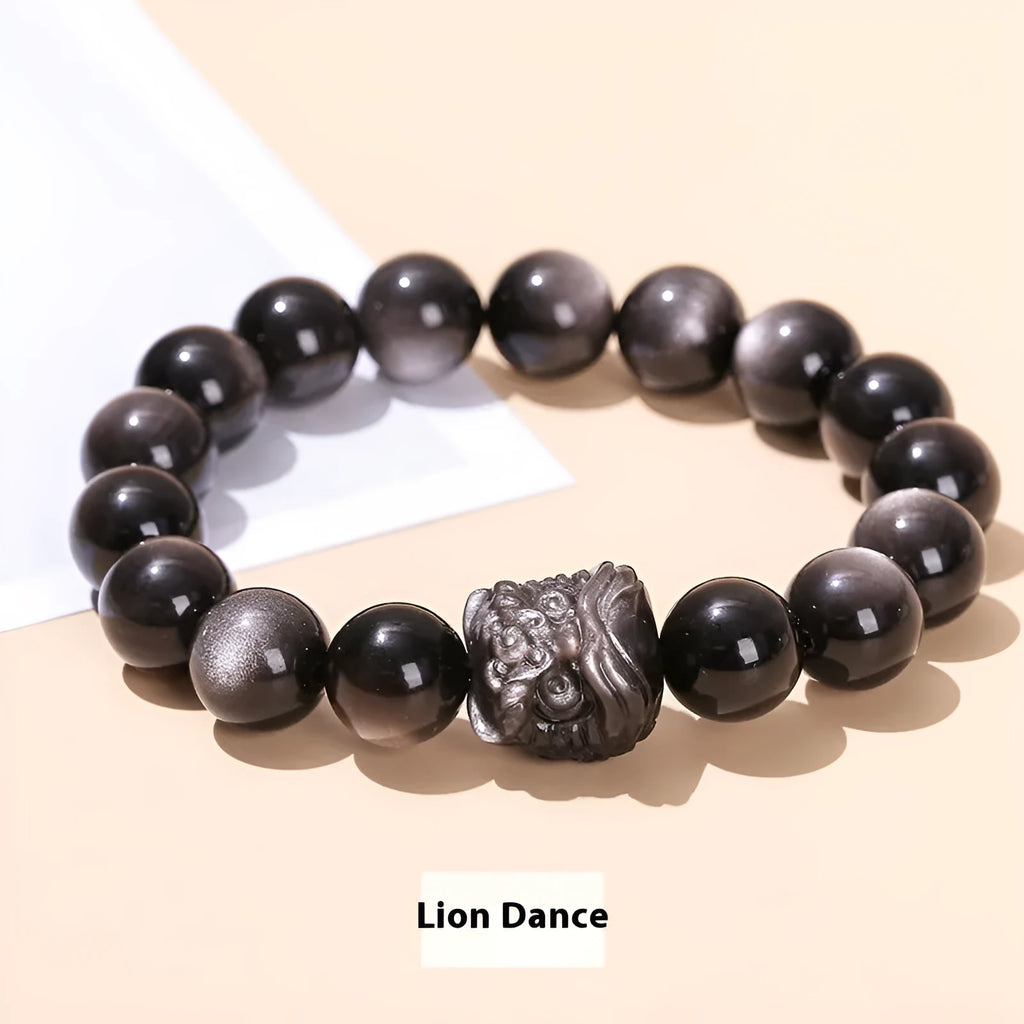 Women's adjustable crystal and jade bracelet with silverstone centrepiece and tassel detail