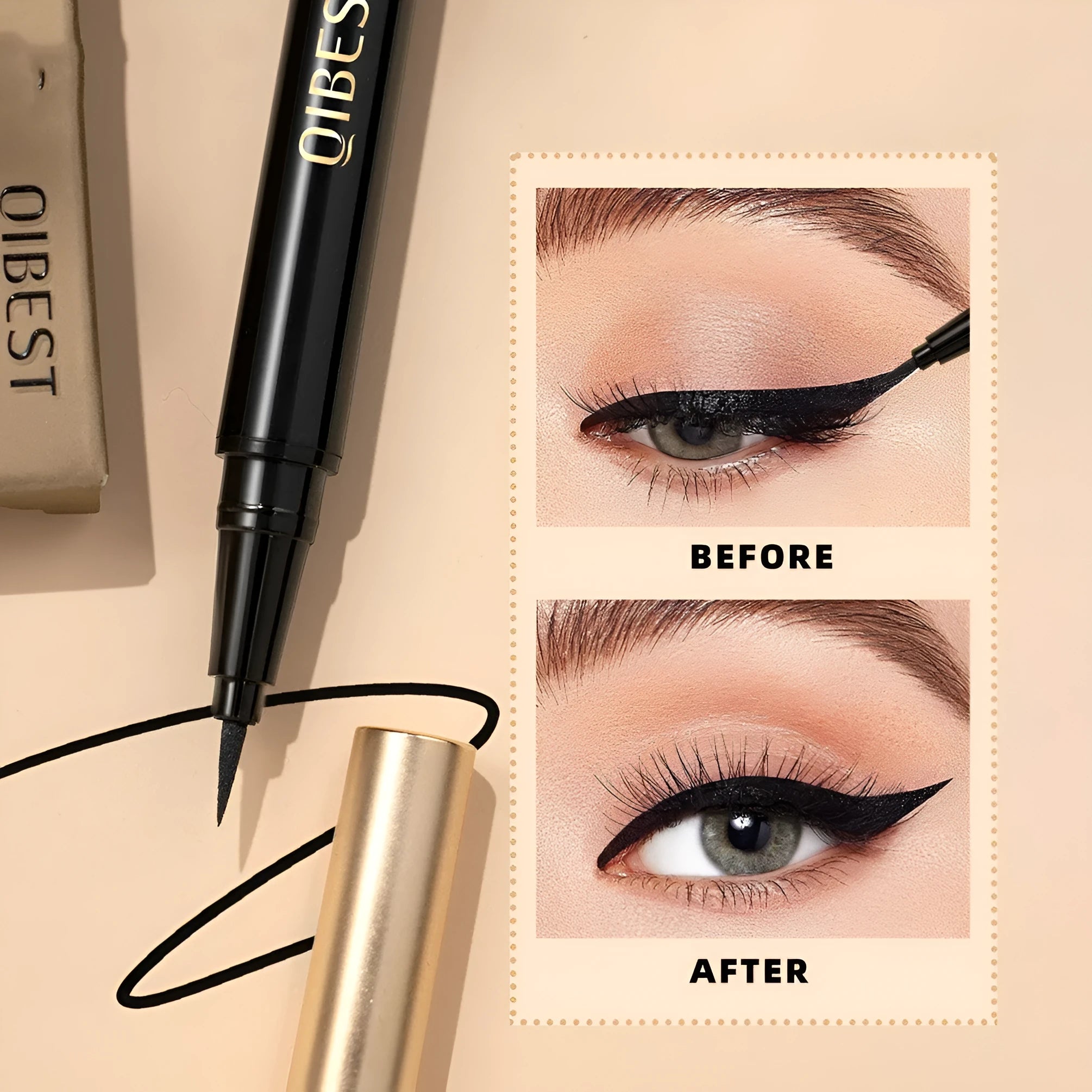 Black sweat-proof quick-drying liquid eyeliner pen with non-smudging formula