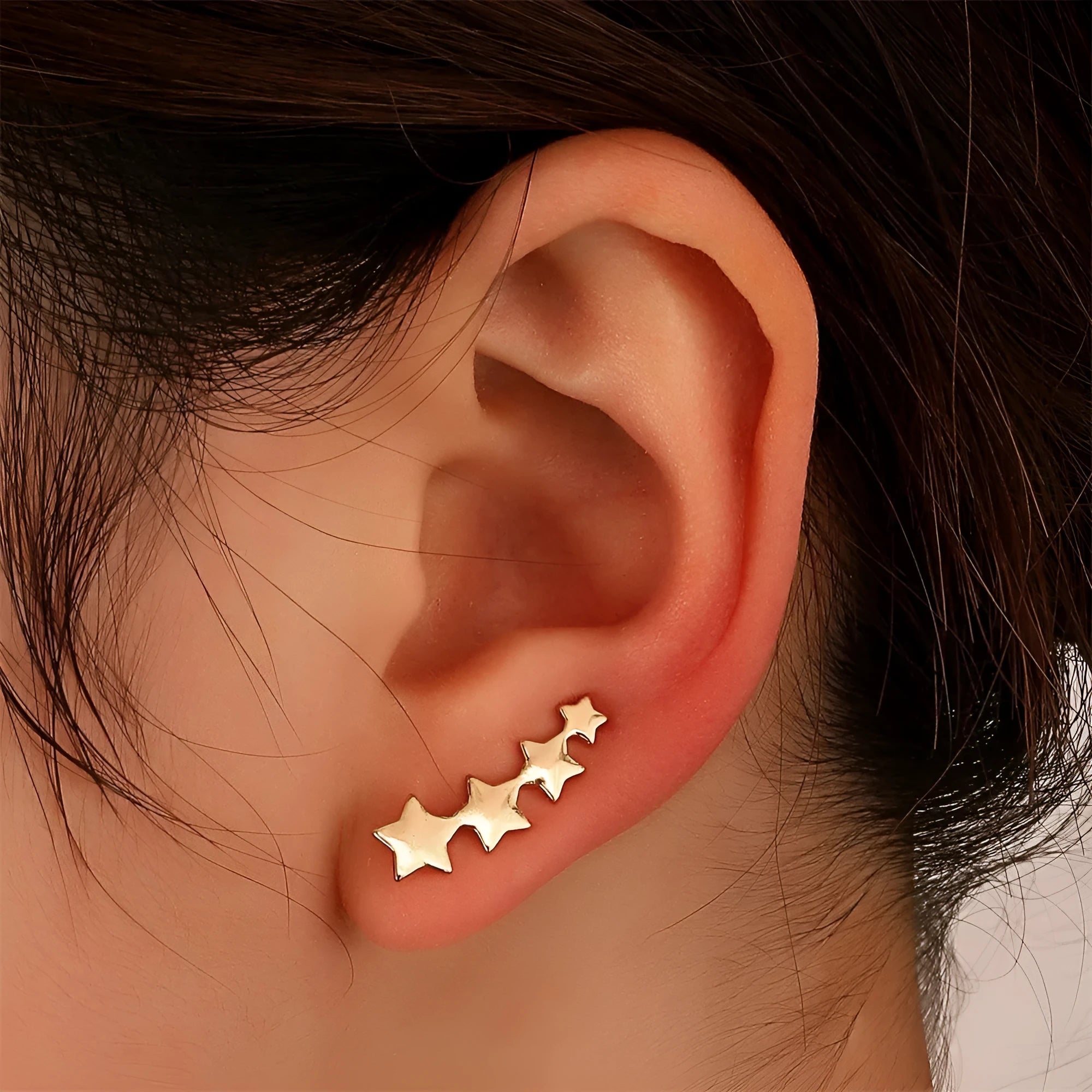 Copper leaf ear clips for women without pierced ears in KC golden star colour