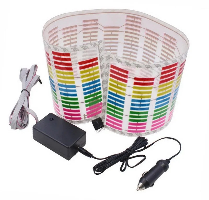 Slender 90cm long LED rhythm light for car interior with voice control and text display.