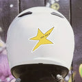 A square waterproof vinyl sticker with a funny facial expression, shown in two size options: 3.5 inches and 7 inches.