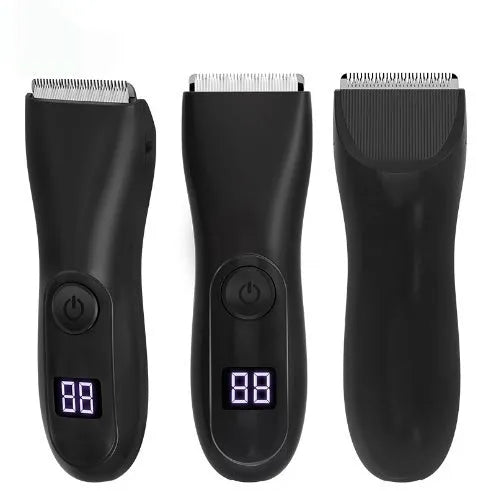 Rechargeable waterproof electric trimmer with digital display and ceramic blade, 139 x 45 x 36mm