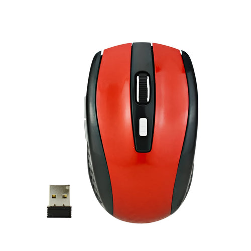 2.4G optical wireless mouse with six keys and four-way roller, shown in black