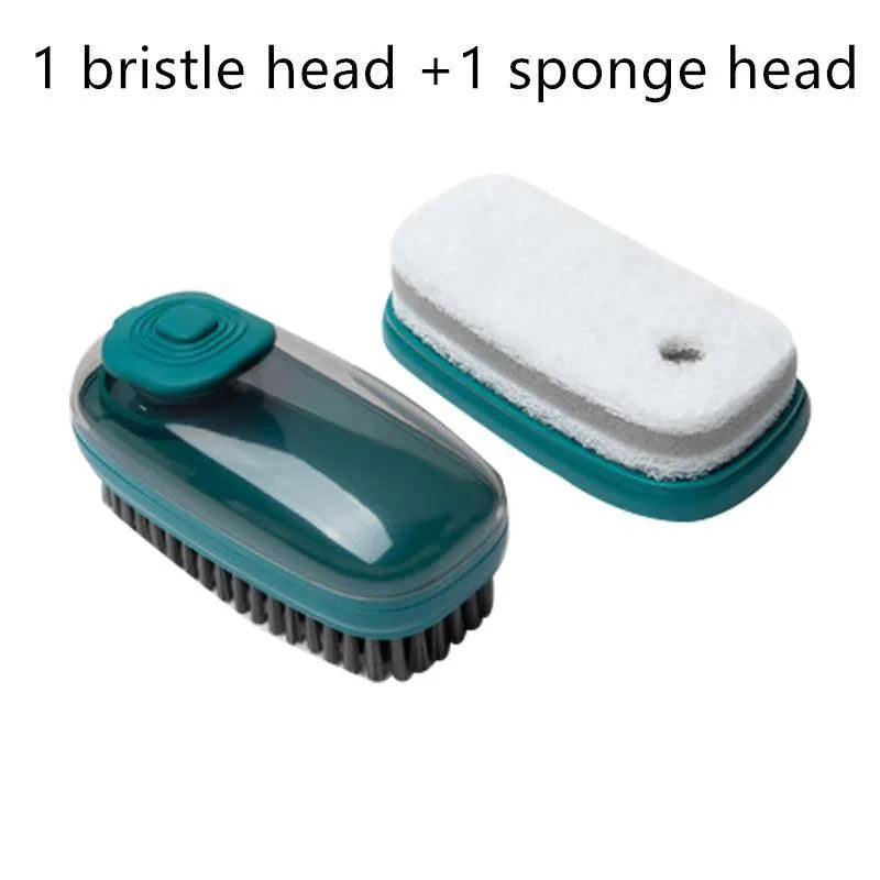 Blue automatic liquid cleaning brush with ergonomic grip for shoes and household laundry