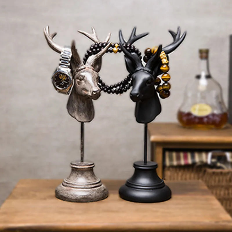 Natural resin animal figurine home decoration ornament in black, white, or wood colour