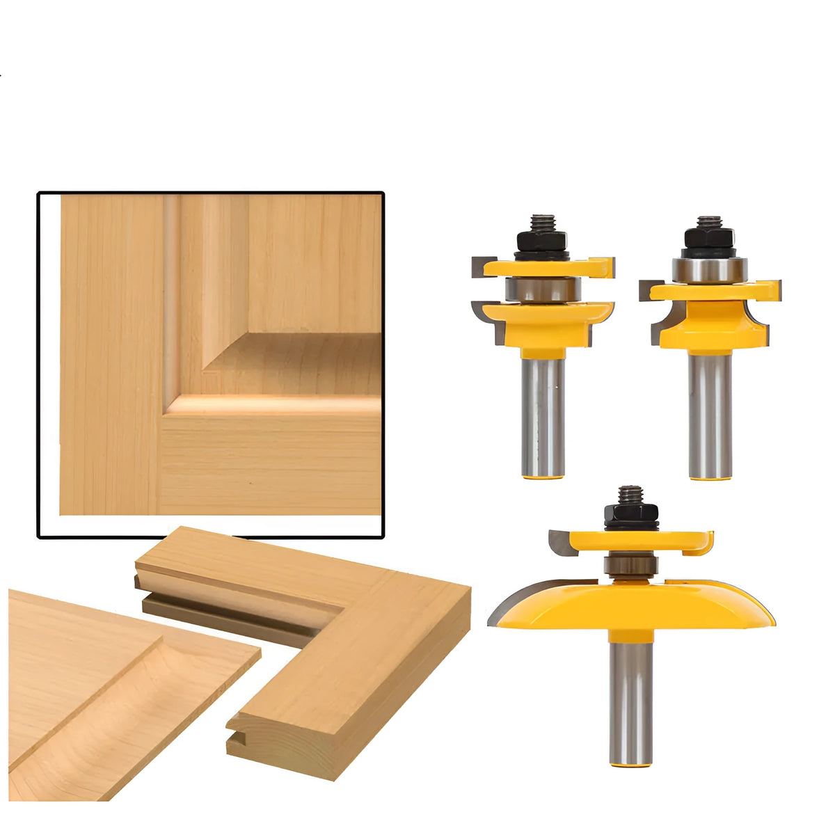 3-piece hard alloy woodworking forming cutter set, 25.4mm blade, 42mm diameter, 12.7mm shank