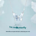 Bingyu Butterfly S925 silver clavicle chain with ice rain pendant on O-ring chain