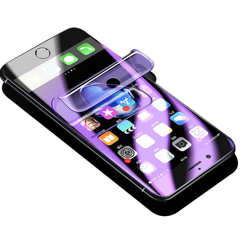 Purple light hydraulic film curved screen protector for Samsung Galaxy smartphone.