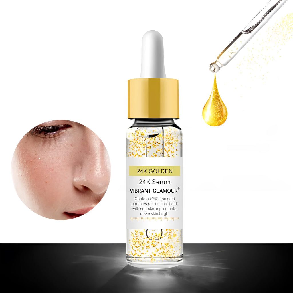 4K Gold face serum in Gold colour with 24K pure gold and hyaluronic acid for tightening, whitening and wrinkle removal.
